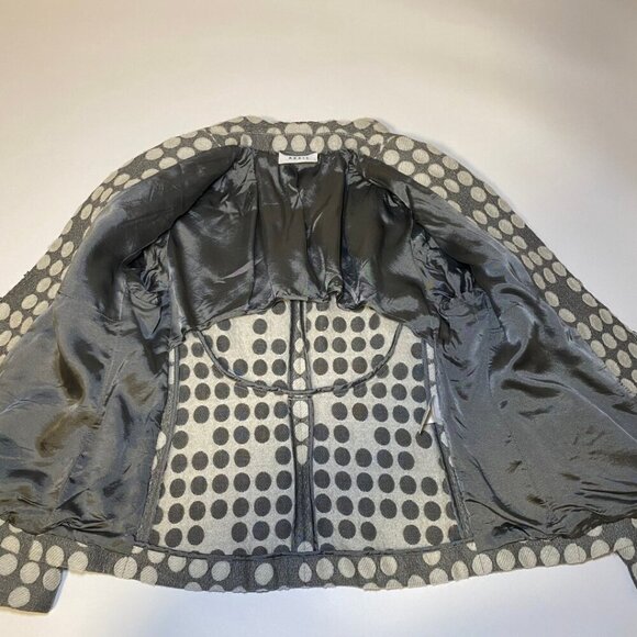 AKRIS PUNTO Grey & Ivory Polka Dot Wool Blend Blazer Size US 10 - Picture 6 of 11